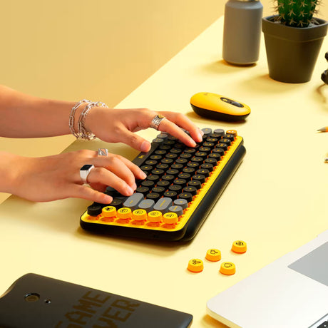 Logitech POP Keys Wireless Bluetooth Mechanical Keyboard (Blast Yellow) — Being Shipped